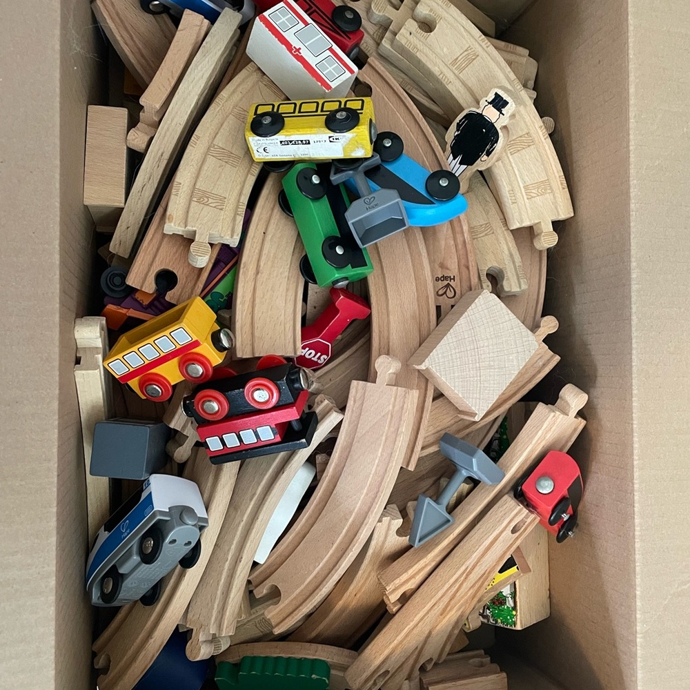 Wooden Train Set with Colorful Cars